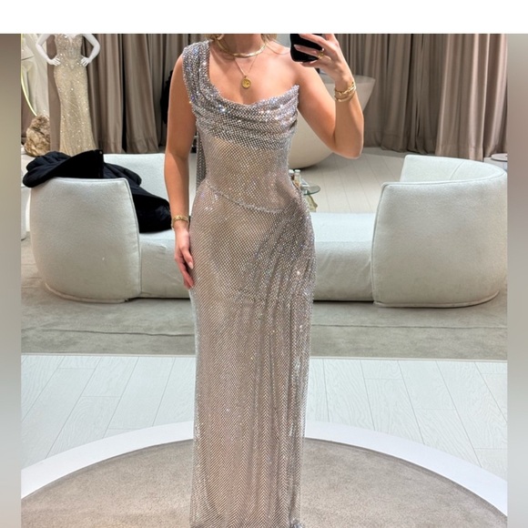 Elegant Silver Maxi Dress